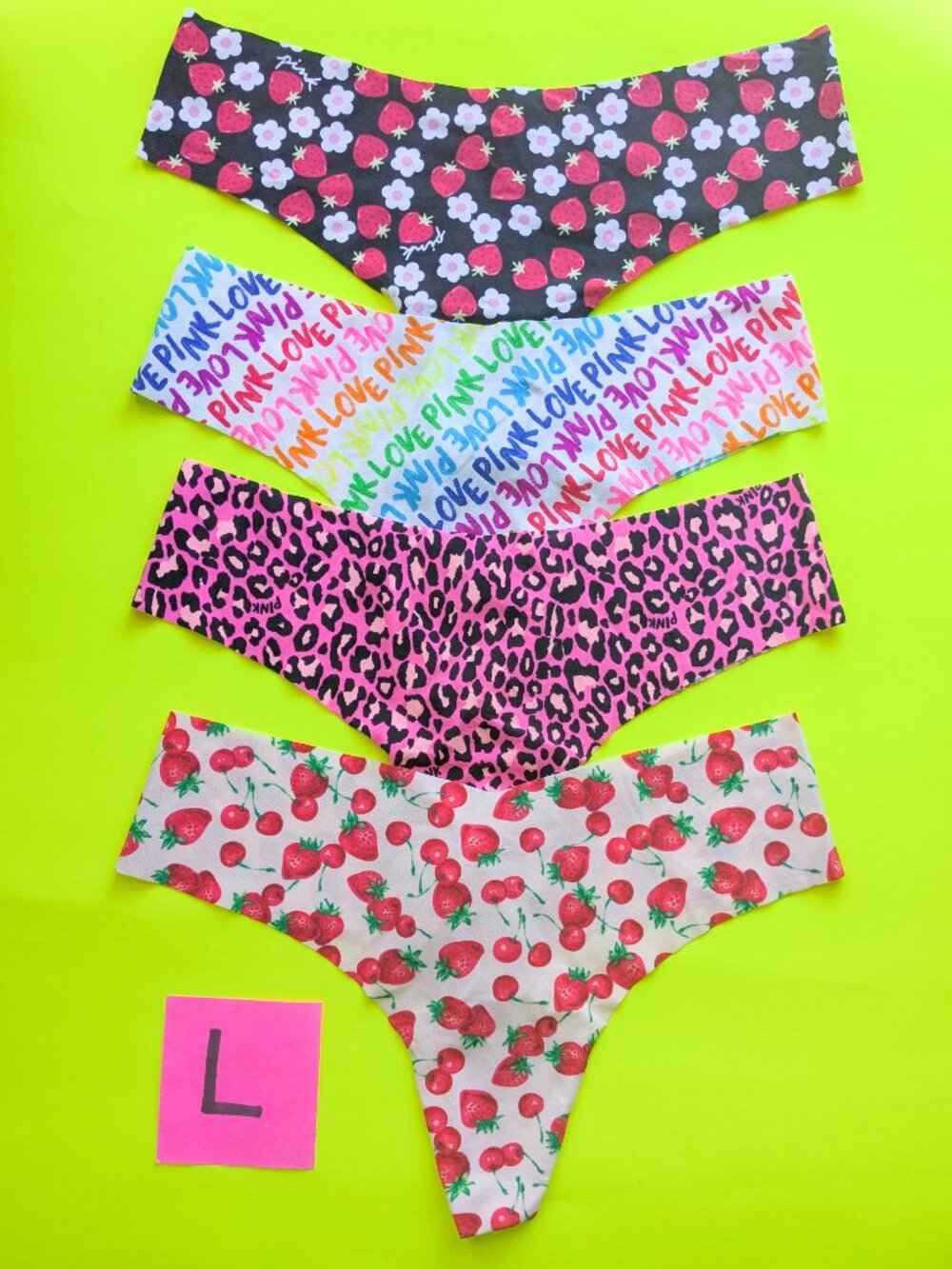Victoria's Secret PINK Size L Seamless Thong Panty Bundle - 4 pairs